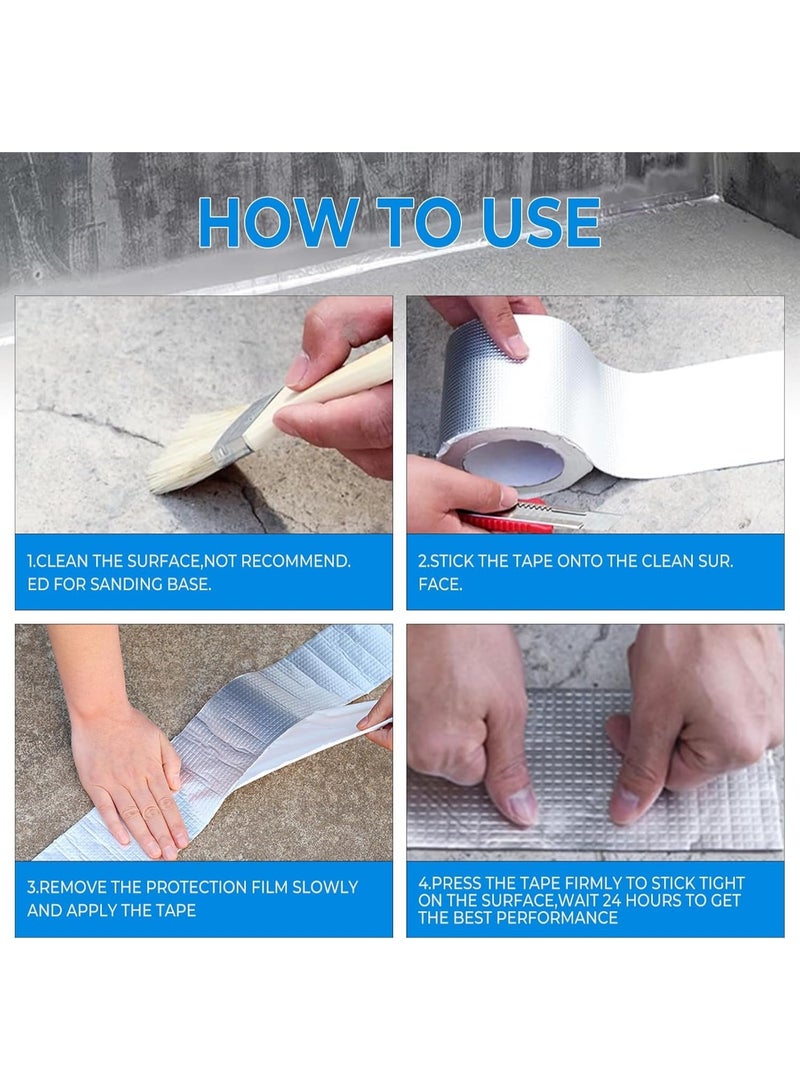 شريط مانع للتسرب من مادة البوتيل المقاومة للماء مع رقائق الألومنيوم - شريط لاصق مطاطي فائق القوة لإصلاحات الأسطح والأنابيب والمزاريب والأماكن الخارجية، يوفر حماية طويلة الأمد من التسربات والعوامل الجوية - Image 3